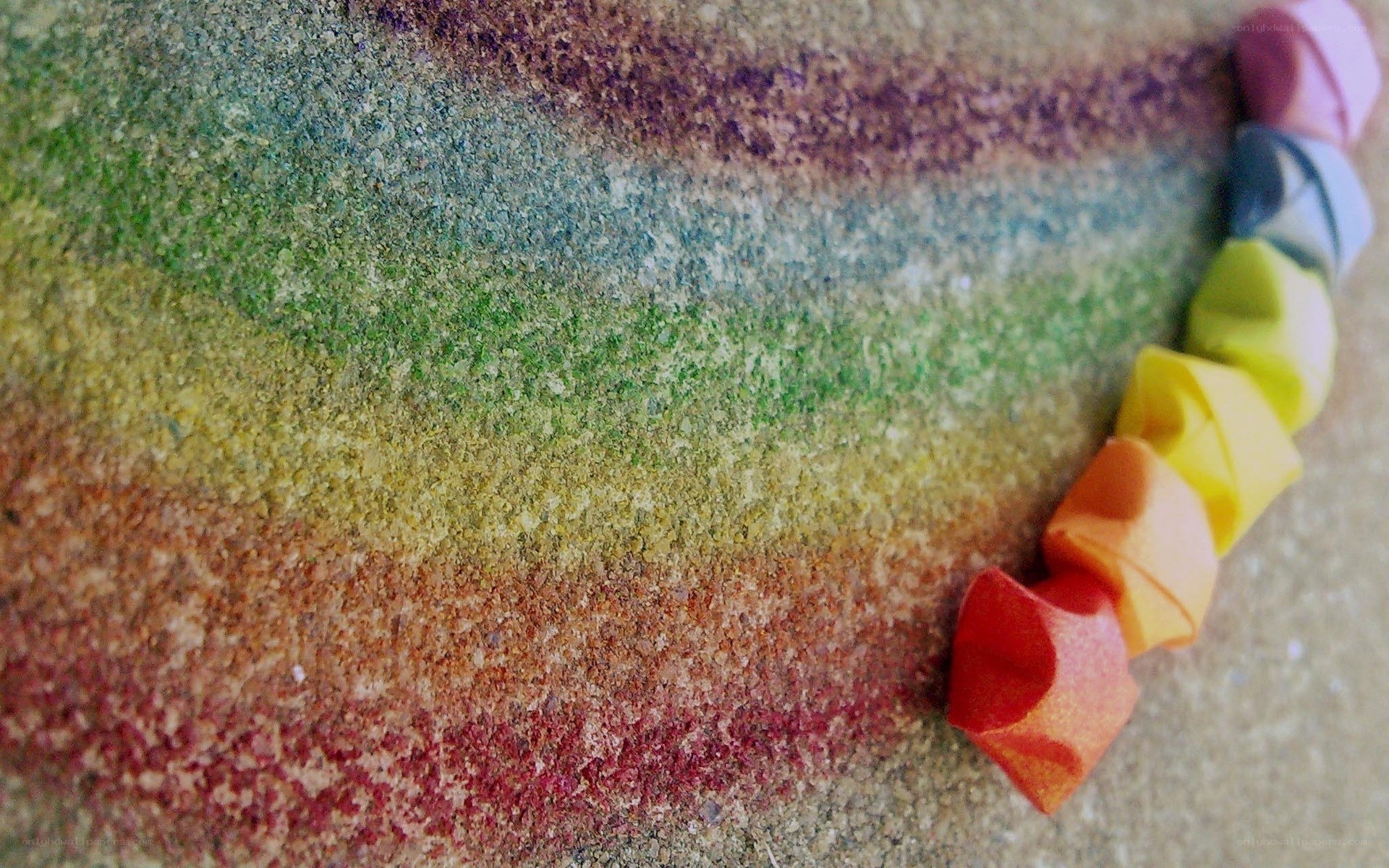 rainbow sand and paper cranes