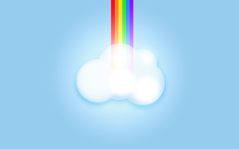 rainbow shining through cloud