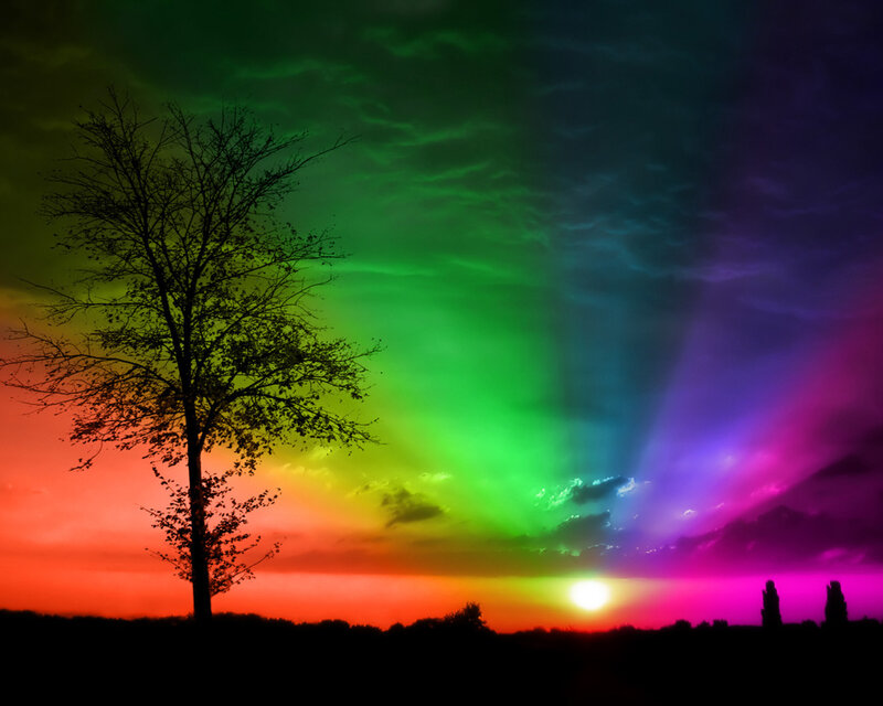 rainbow sky at sunset