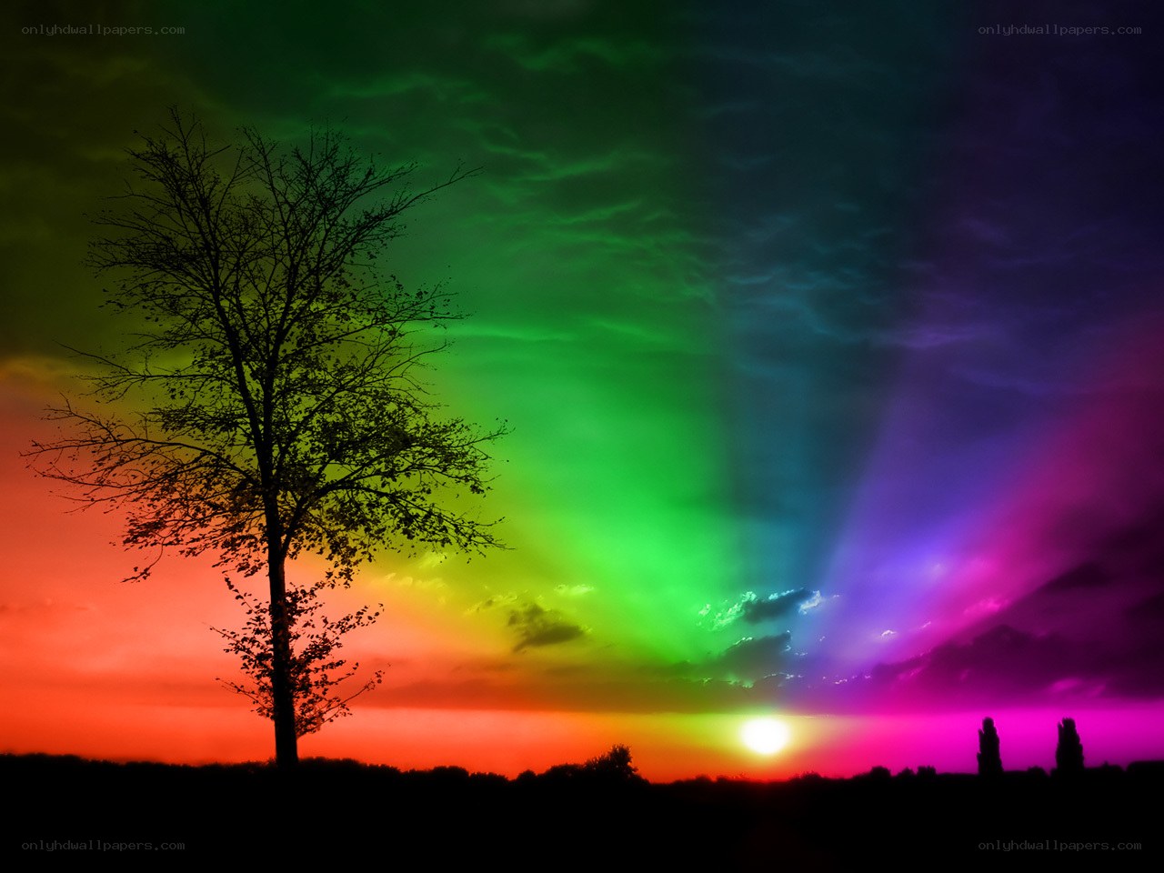 rainbow sky at sunset