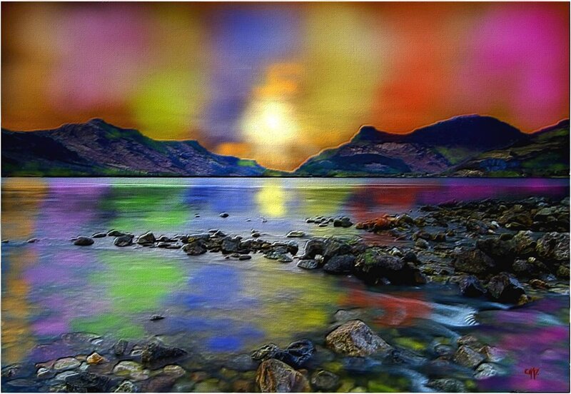 Rainbow Sky over Lake — Purple