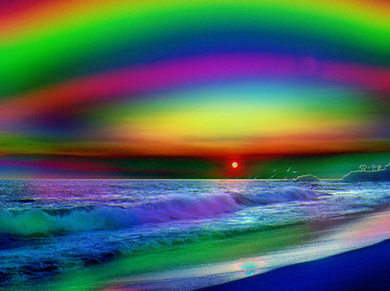 Rainbow Sky over Ocean — Green