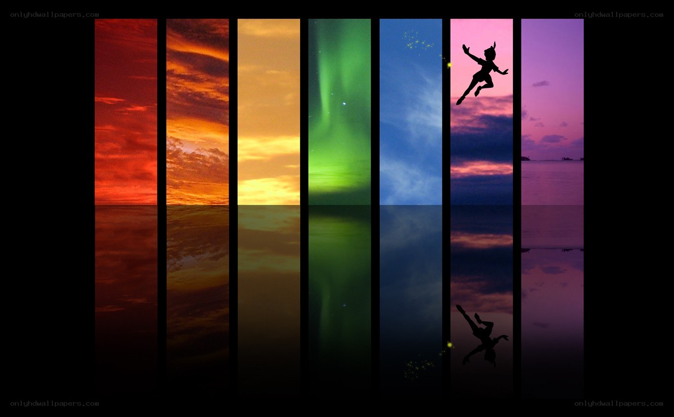 Rainbow sky panels with Peter Pan
