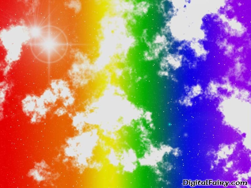 rainbow sky with clouds