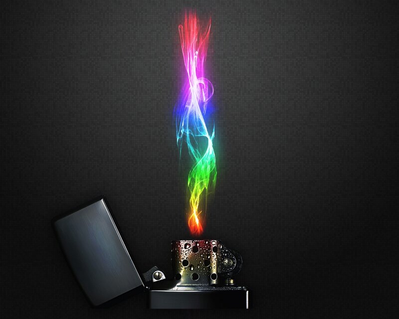 rainbow smoke from lighter