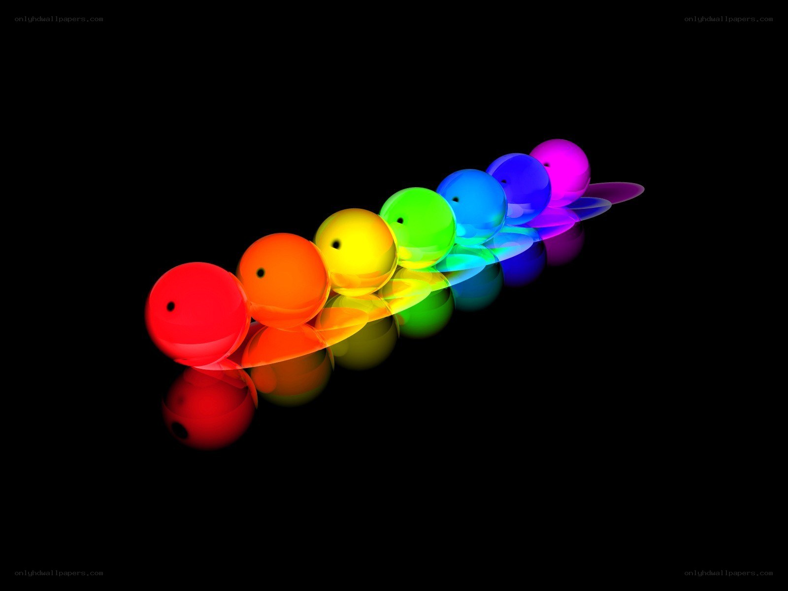 rainbow spheres on black