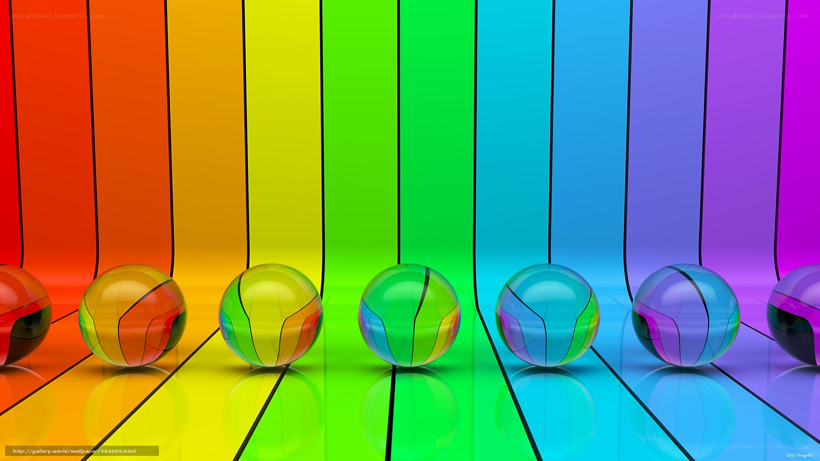 Rainbow spheres on colorful background