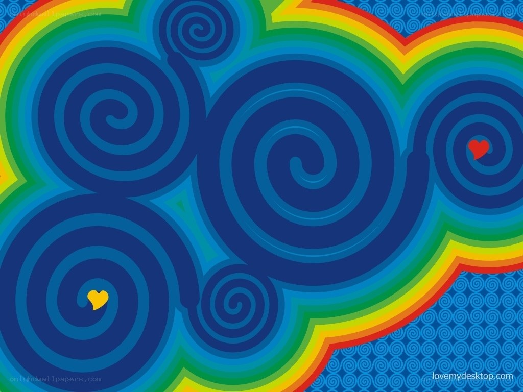 rainbow spiral hearts