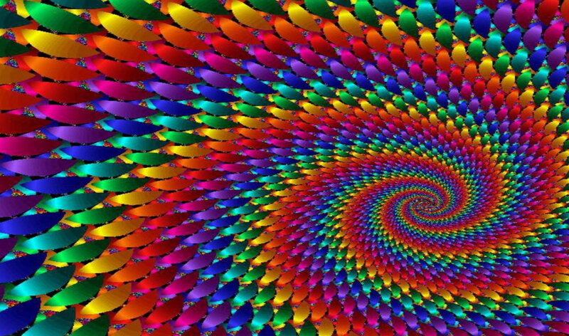 Rainbow Spiral Pattern — Red, Hypnotic