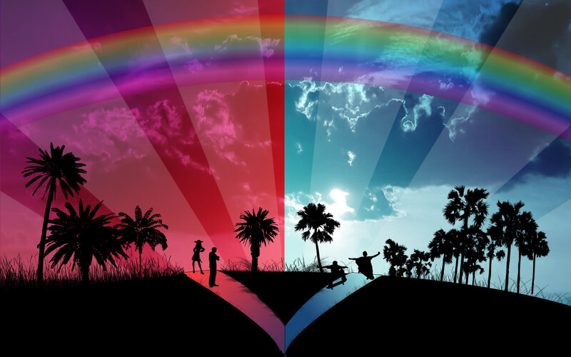 Rainbow split landscape