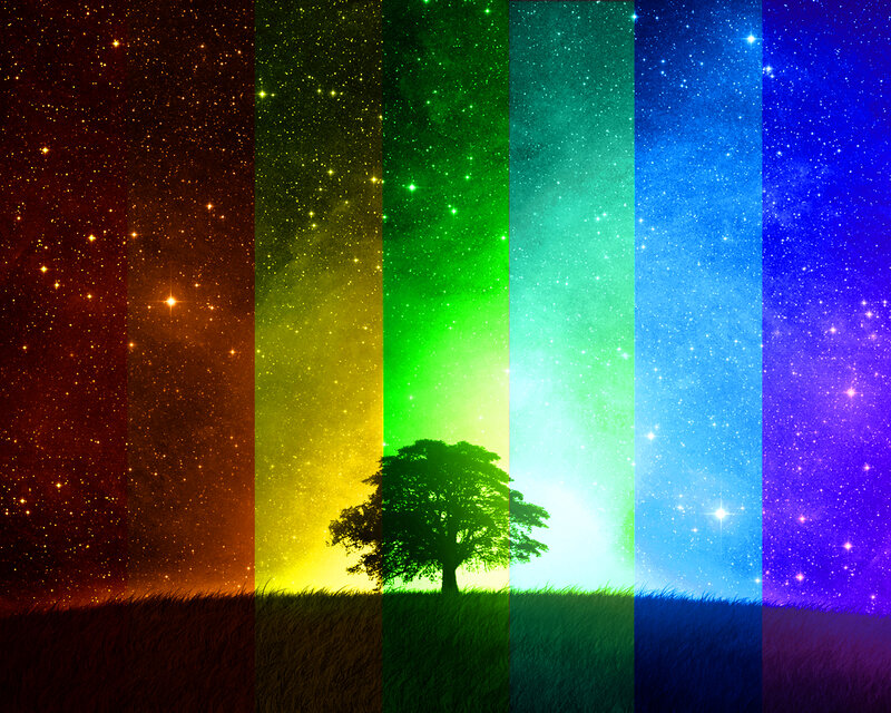 rainbow starry night sky