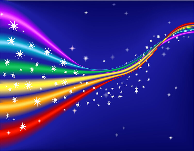 rainbow stream with stars