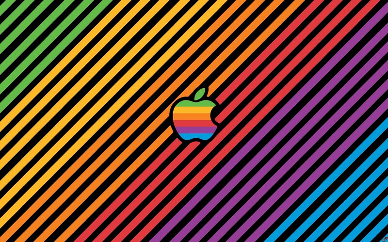 Rainbow Striped Apple Logo