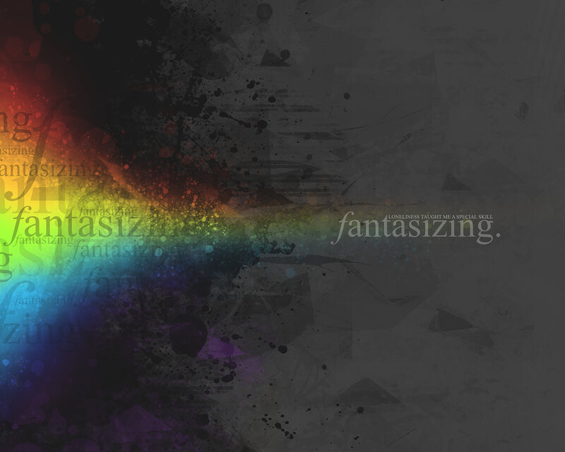 Rainbow text art with splatters