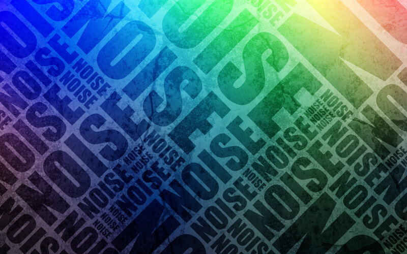 Rainbow text collage with noise
