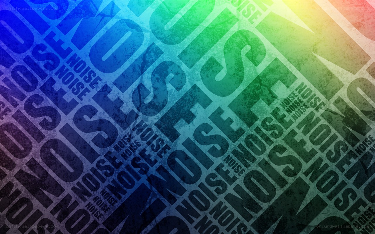 Rainbow text collage with noise