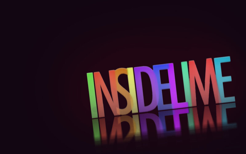 Rainbow text on dark background