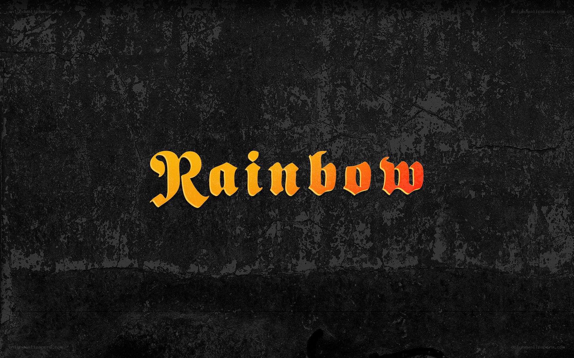 Rainbow text on dark background