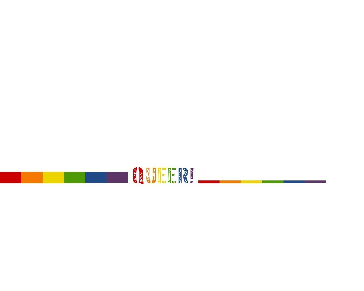 Rainbow text with 'queer' and bars