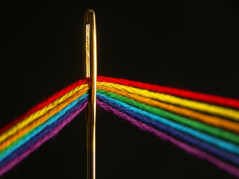 Rainbow Thread on Needle