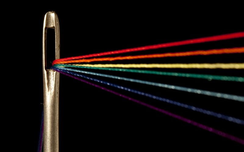 Rainbow threads through a needle