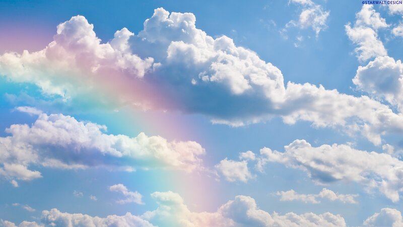 Rainbow Through Clouds — Blue, Serene