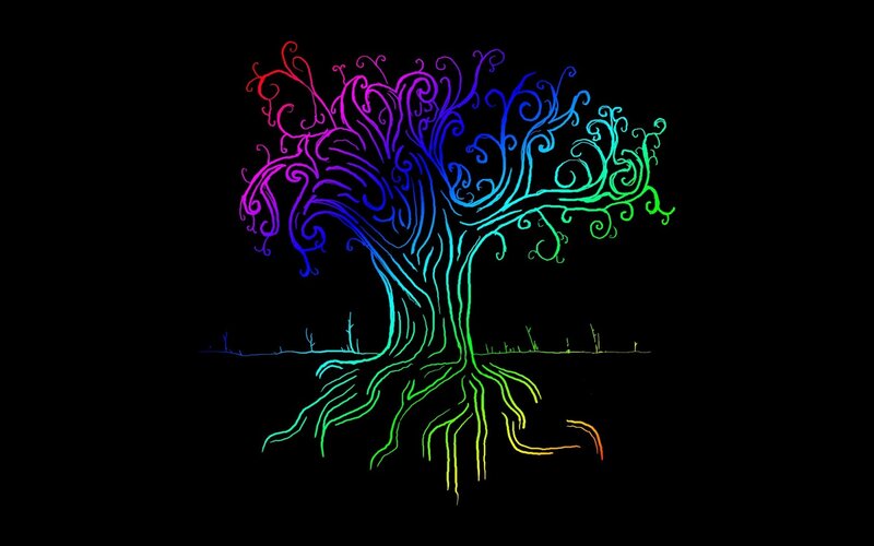 rainbow tree art