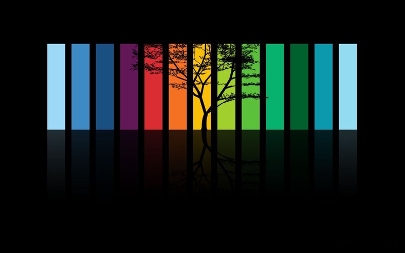 rainbow tree silhouette