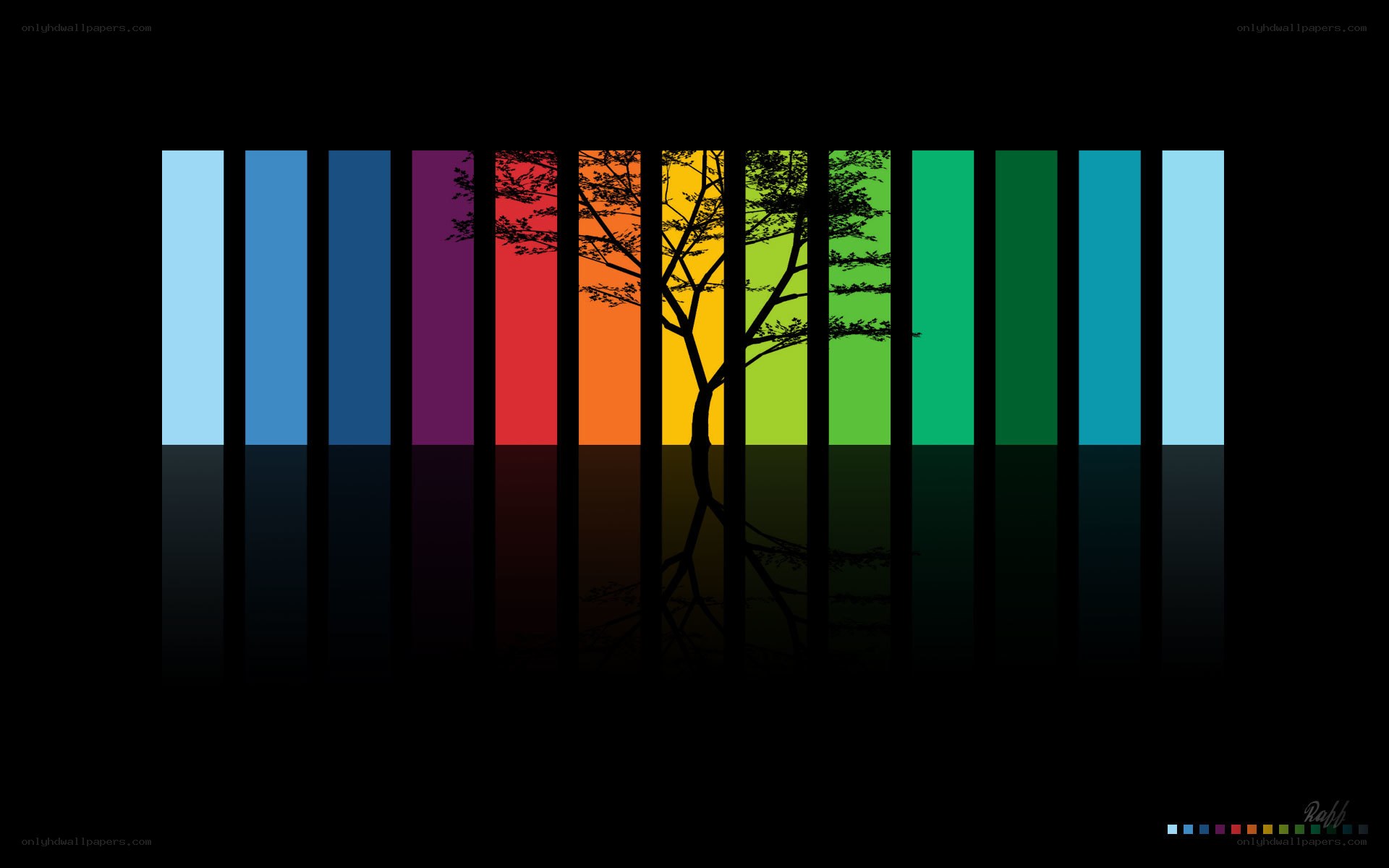 Rainbow Tree Silhouette
