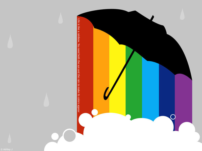 Rainbow under an umbrella