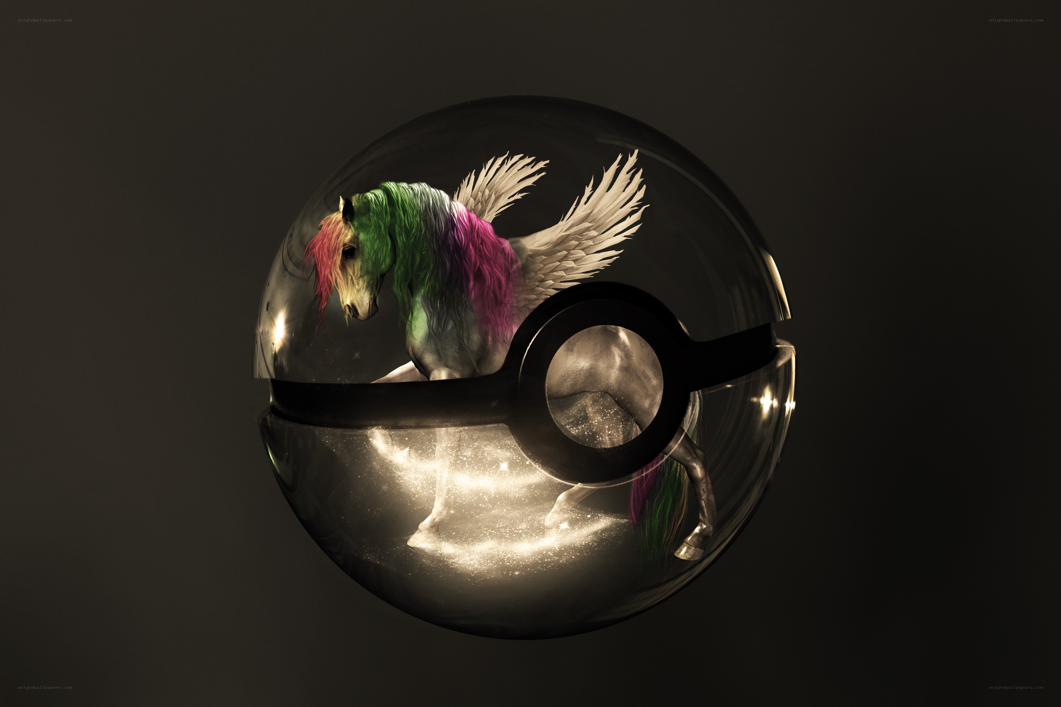 rainbow unicorn in a pokeball