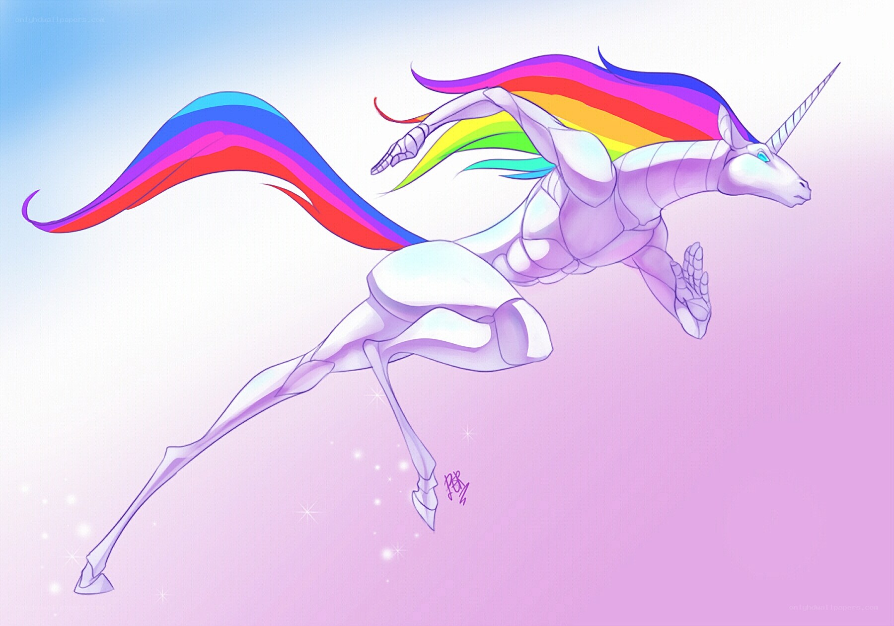 rainbow unicorn in motion