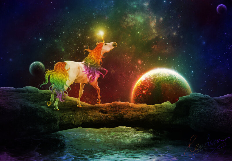 Rainbow Unicorn on Bridge