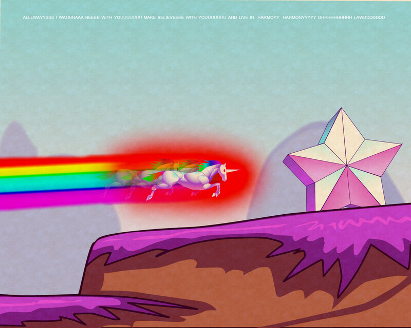 Rainbow Unicorn Running — Purple