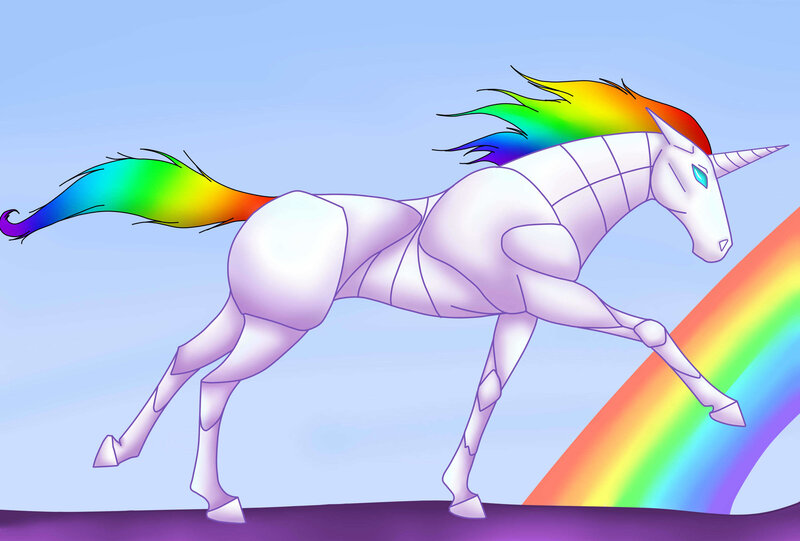 rainbow unicorn running