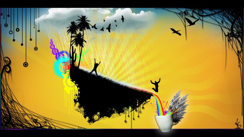 rainbow waterfall art