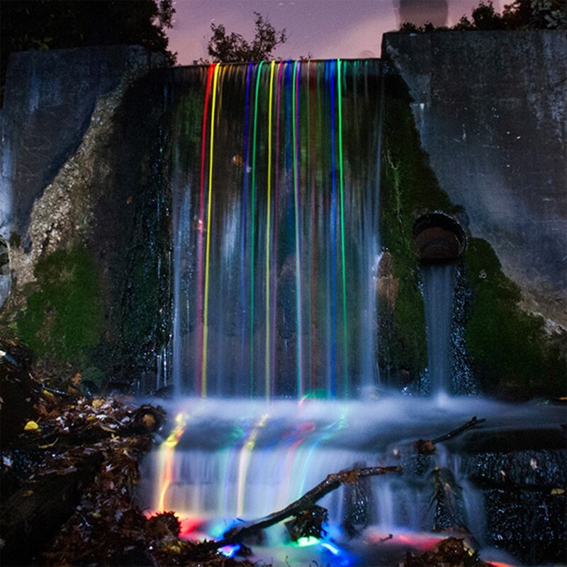 Rainbow Waterfall — Green, Dramatic