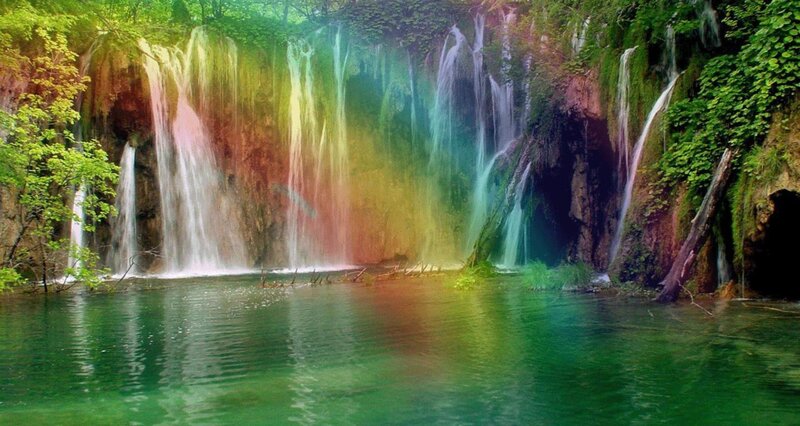 Rainbow Waterfall — Green, Serene, Afternoon