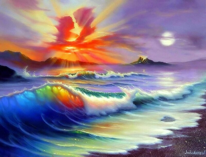 Rainbow Wave at Sunset