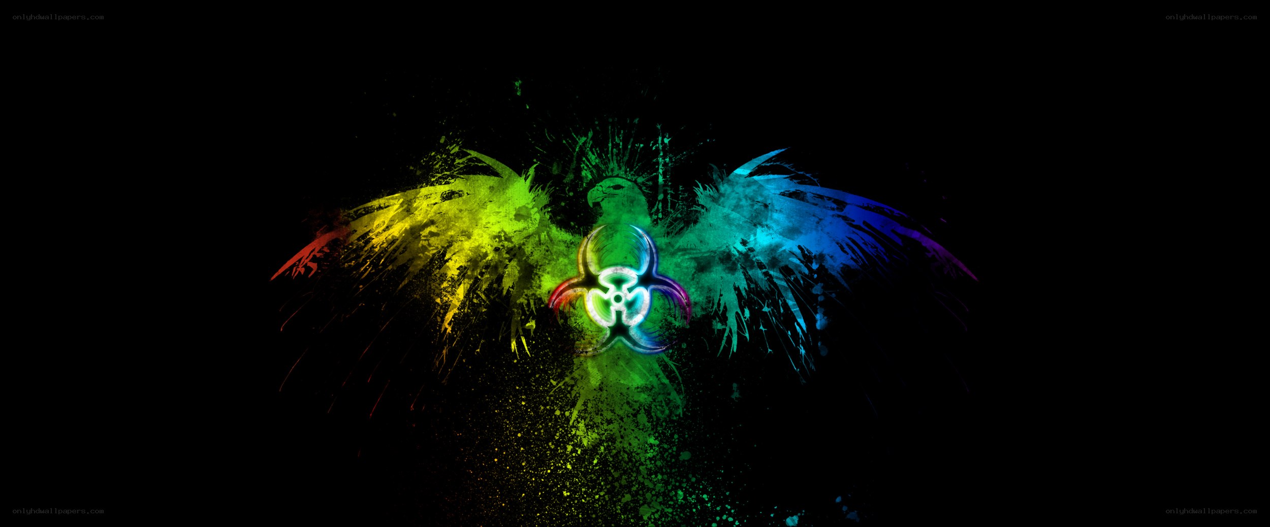 rainbow wings with biohazard symbol