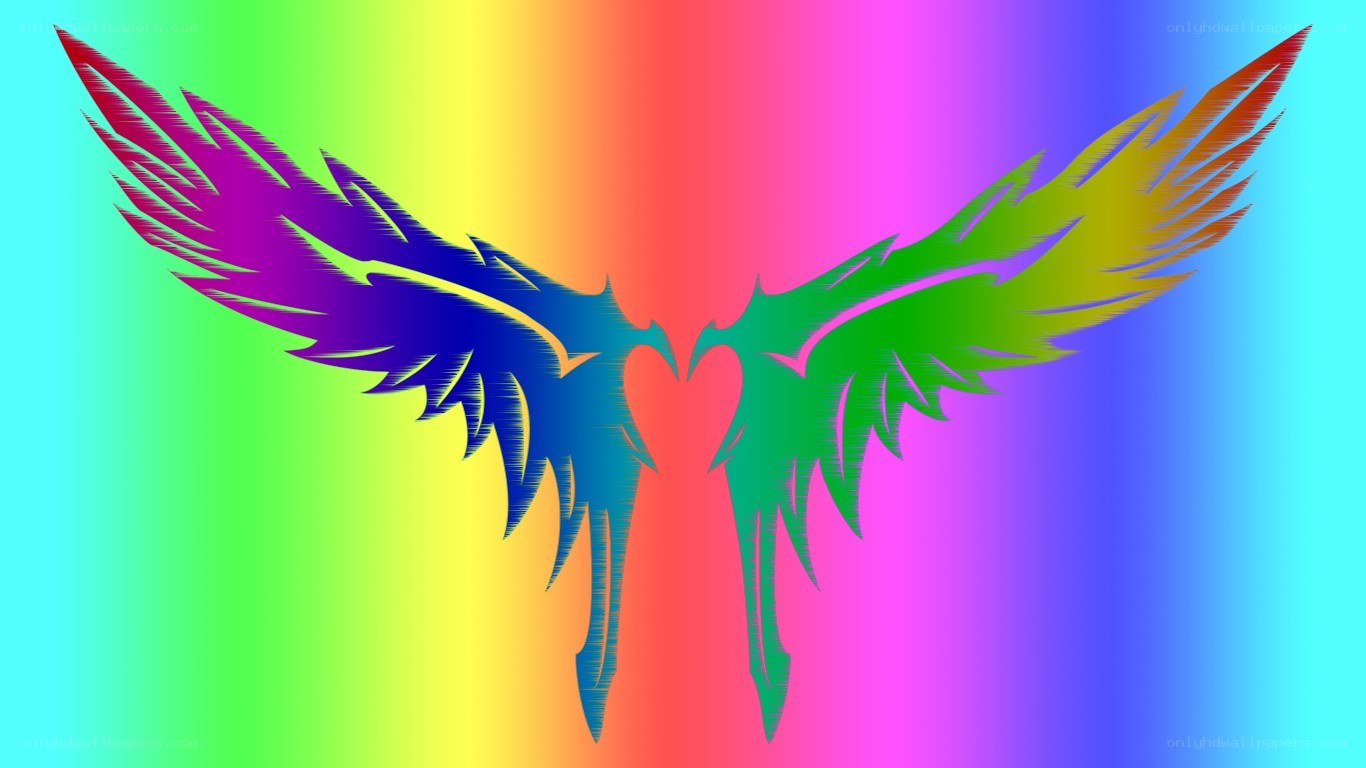 rainbow wings with heart