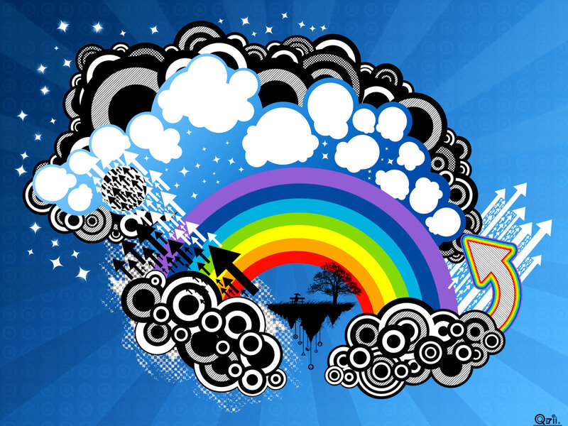 Rainbow with Clouds and Arrows