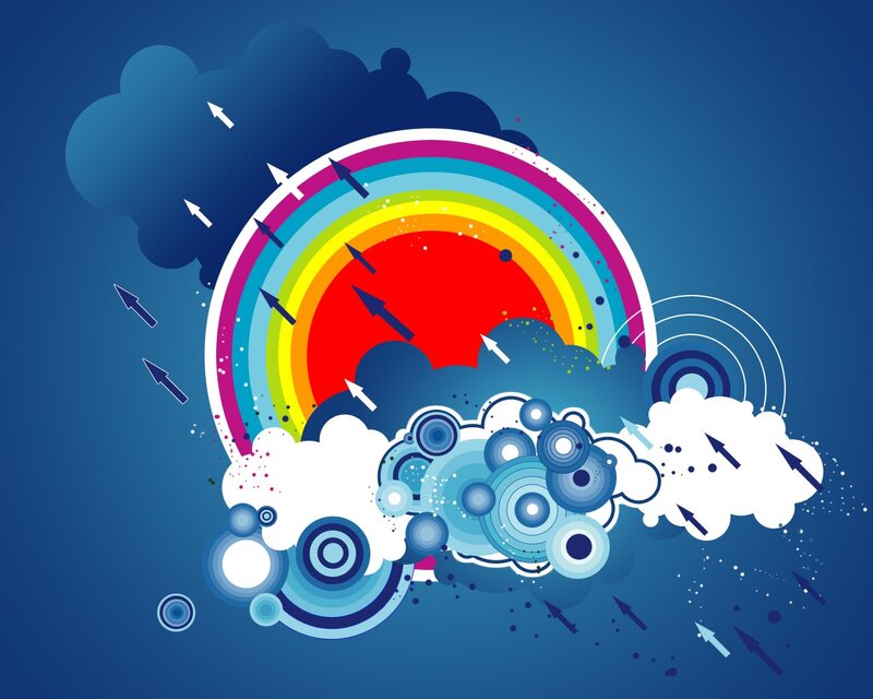 Rainbow with Clouds — Blue, Dynamic