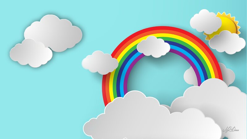 Rainbow with Clouds — Blue