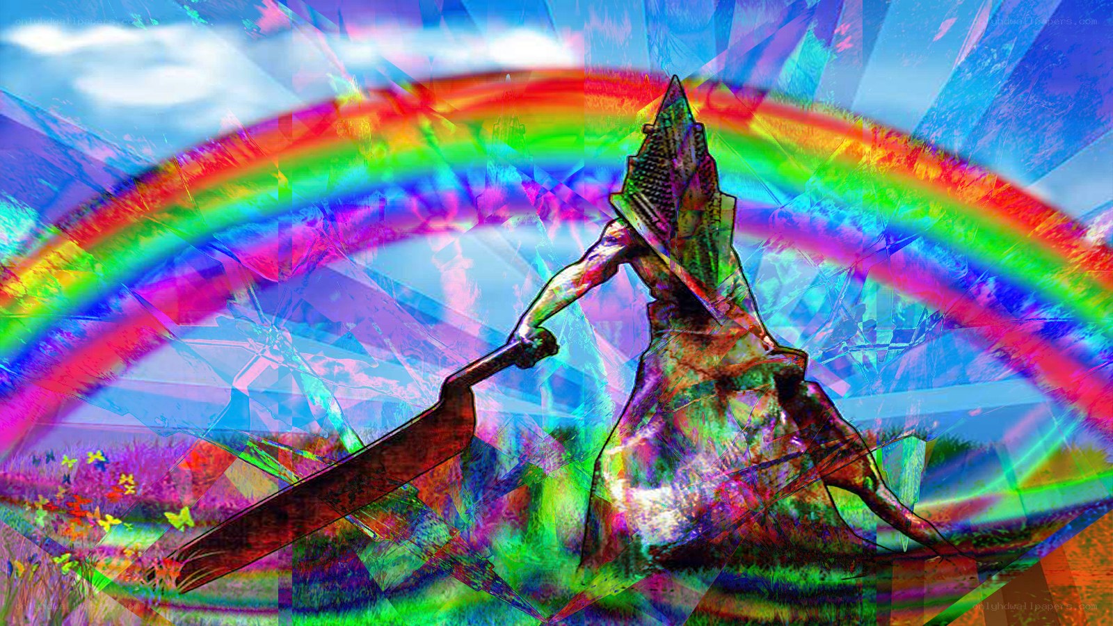 Rainbow with Pyramid Figure