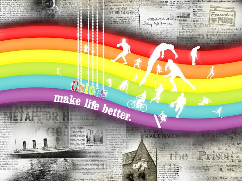 Rainbow with Silhouettes — Red, Dynamic