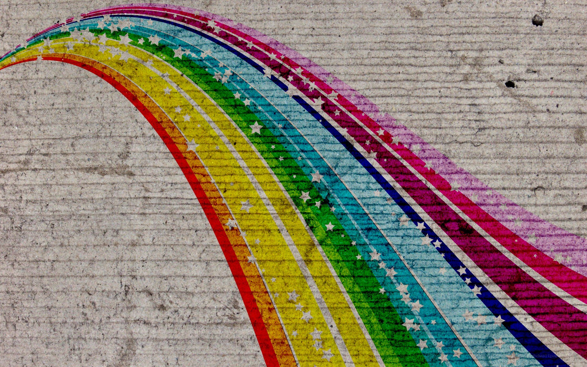 rainbow with stars on concrete