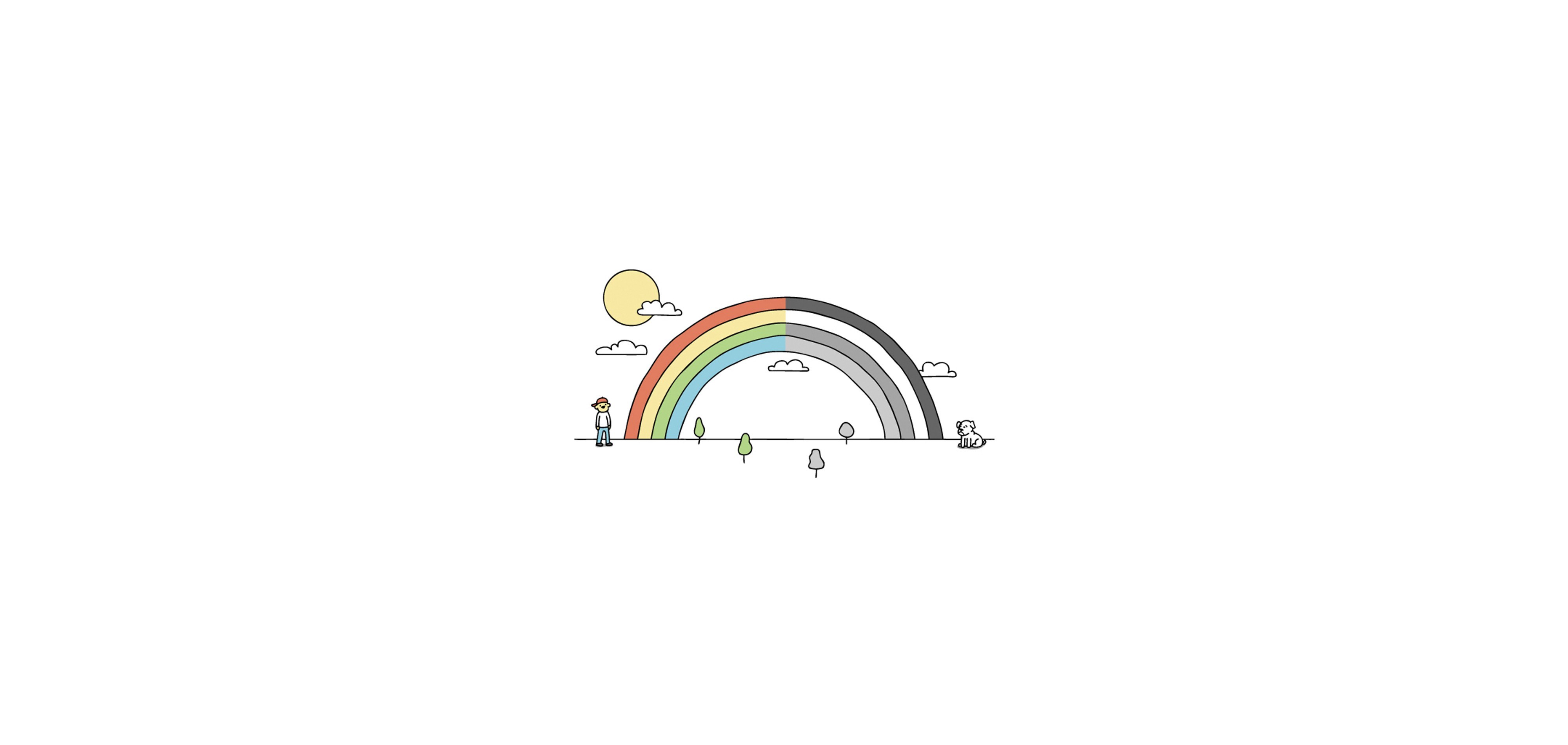 rainbow with sun and clouds