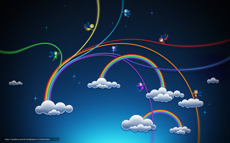 Rainbows and fairies in the sky