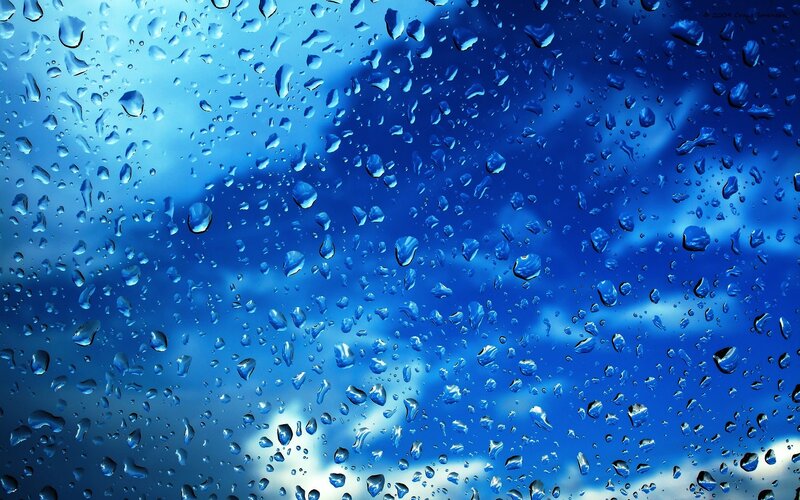 raindrops on a blue sky